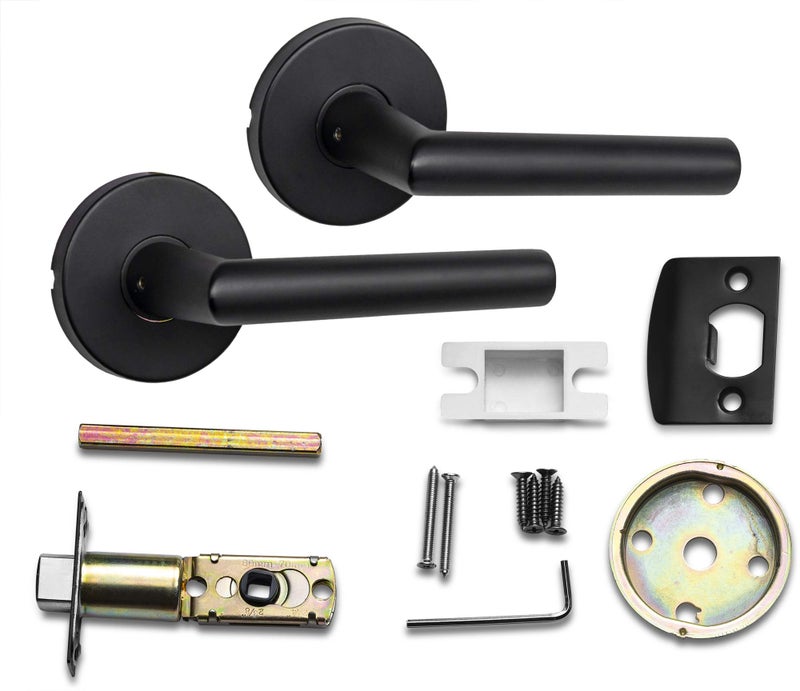 Berlin Modisch Passage Lever Door Handle Sleek Round Non-Locking Lever Set [for Hallway or Closet Doors] Reversible for Right & Left Sided Doors Heavy Duty - Iron Black Finish - Image 3